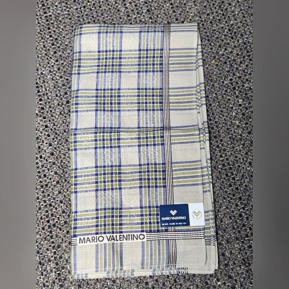 Vintage Deadstock Mario Valentino Plaid‎ Designer Heritage Hankerchief